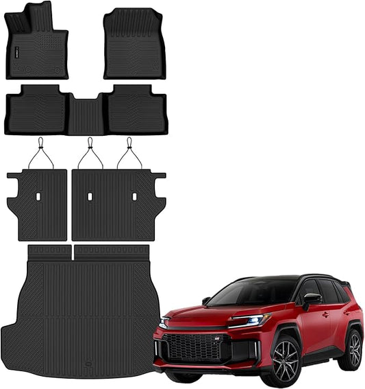 AUXKO All Weather Floor Mats Cargo Mat for Toyota Rav4 PHEV 2026 Without subwoofer backrest mat TPE Liners All Season Accessories Guard Odorless Anti-Slip Floor Liners Trunk Tray