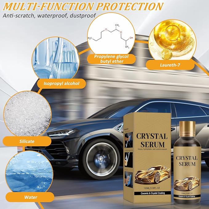 2PCS 100ML PTZ Crystal Serum – Advanced Graphene Ceramic Coating for Cars,9H Graphene Coating for Auto Car Detailing, High Gloss Crystal Coating for Car Lovers & Detailers