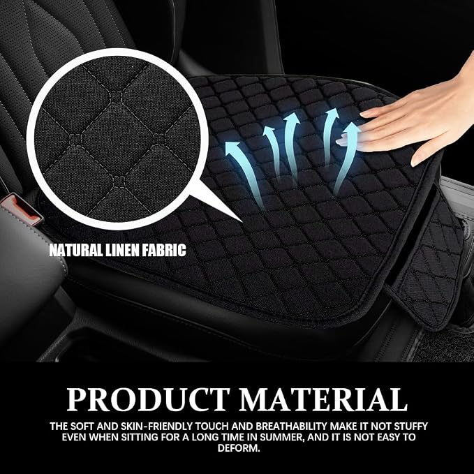 Leather Front Car Seat Cover, Anti-Slip Car Seat Bottom Covers, Full Wrapped Bottom Seat Protectors with Storage Pocket, Universal Comfortable Seat Cushion Fit Vehicles SUVs Trucks (K2-Black)