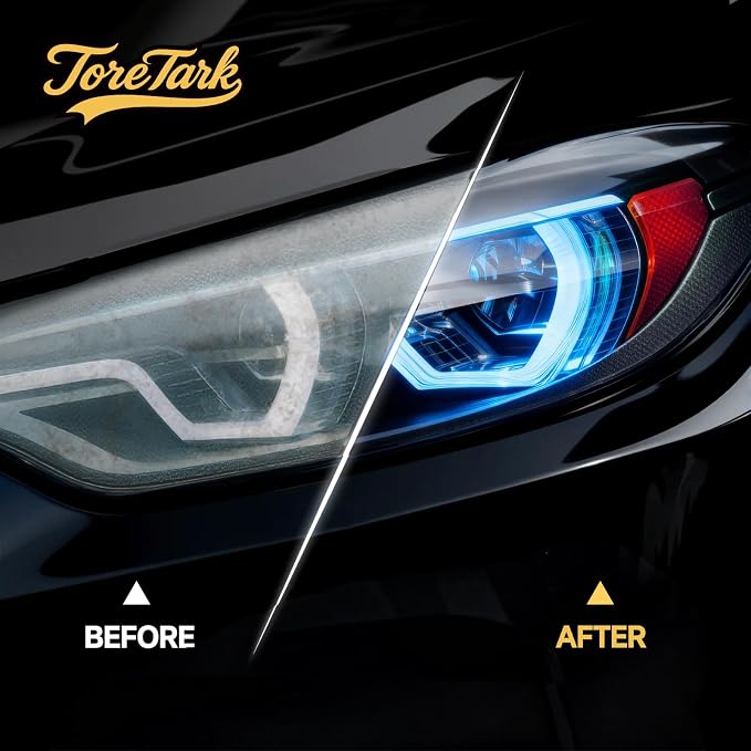 Restoration Kit for Headlight & Plastic – Complete Exterior Renewal Set with Headlight Restoration Kit + Plastic Restorer for Cars – Restores Foggy Headlights & Faded Trim – Auto Detailing for Cars SU