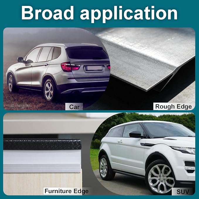 16.4FT Car Door Edge Guard Trim U Shaped Metal Clips No Adhesive Protector | Flexible Car Door Protector, Easy to Trim for a Precise Edge Fit, Scratch-Resistant, Protects from Wall Scuffs and Dings