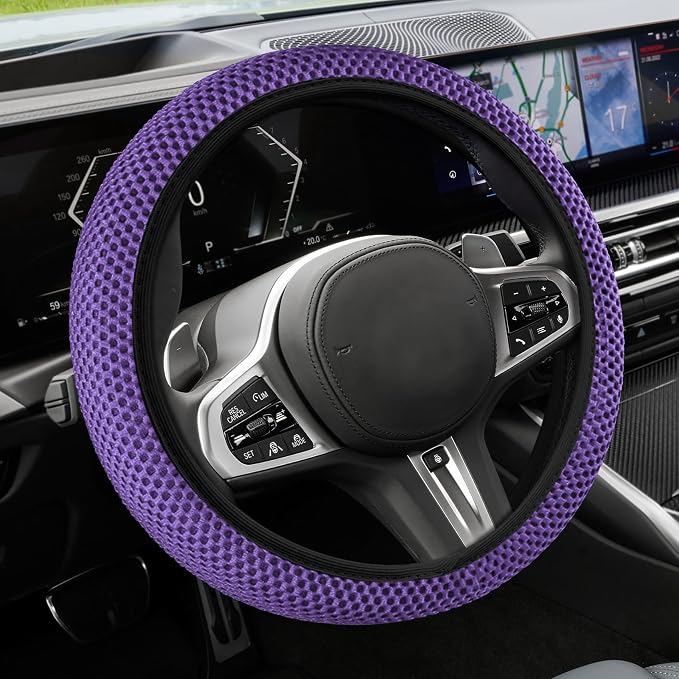 Elastic Stretch Steering Wheel Cover, Steering Wheel Cover, 15" Breathable Auto Steering Wheel Protector, Universal Car Accessories Comfortable Non-Slip Vehicle Steering Wheel Covers for Women Men