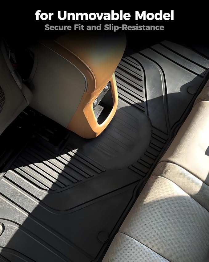 3W Floor Mats for Hyundai Ioniq 5 2022-2024 (Only for Unmovable Console), TPE All Weather Custom Fit Floor Mats for Hyundai Ioniq 5 1st and 2nd Row Full Set Car Liners, Black