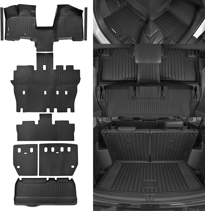 Naibeve Floor Mats for 2004-2010 Toyota Sienna (Only for 7 Seats) | All Weather for Toyota Sienna 7 Seats Bucket Seats Floor Mats & Cargo Mat & Backrest Mats & Door Sill Guards Accessories