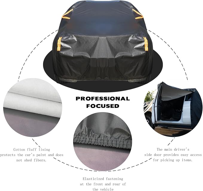 Car Cover Waterproof All Weather,Car Covers for Automobiles with Driver Door Zipper,Outdoor Car Cover Rain,Snow and UV Protection with Waterproof Adhesive Strip,Fit SUV-Length 200" to 206"