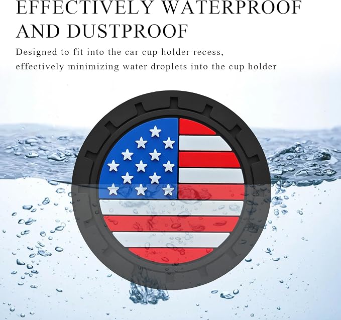 4 PCS Car Cup Holder Coasters, 2.75 Inch Universal Non-Slip American Flag Insert Coaster for Auto Cup Holders, Shockproof Car Drink Mat for Men Women, Vehicle Interior Decor (Colorful)