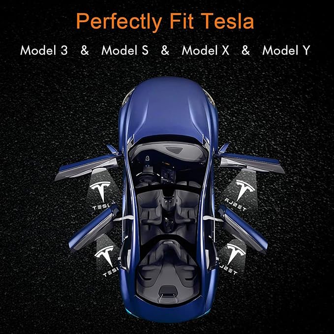 Car Door Lights for Model S/3/X/Y Logo Projector 4 Pack Tesla Puddle Lights LED Welcome Lights Ghost Shadow for Model 3/S/Y/X Accessories