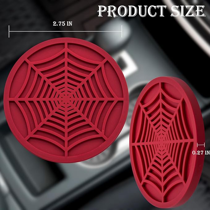 4PCS Car Cup Holder Coasters, 2.75 Inch Universal Non-Slip Insert Water Bottle Holder Pads, Car Interior Accessories Sets (Red)