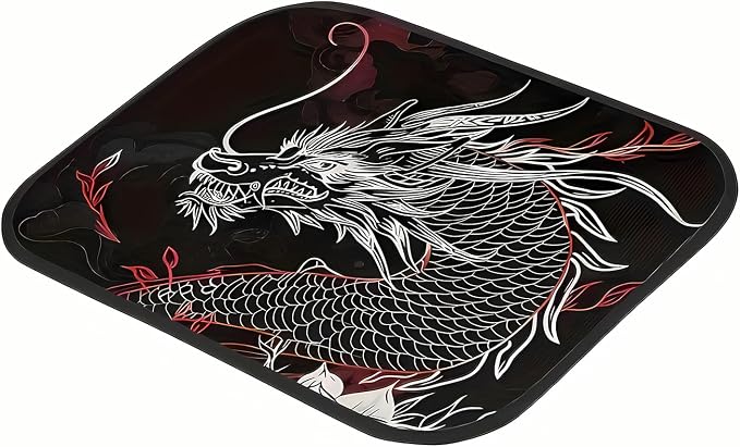 Universal Fit Car Floor Mats Set of 4Pcs, Dragons and Flowers Print All-Weather Front Rear Car Carpet Mats, Non-Slip Car Floor Mat Car Accessories for Automotive Trucks SUV Sedans Vans