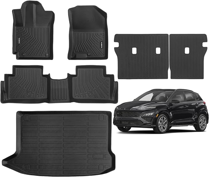 Naibeve Floor Mats for 2018-2023 Hyundai Kona | All Weather Custom Fit Floor Mats, Cargo Mat, Backrest Mats, No Electric Interior Protector accessories