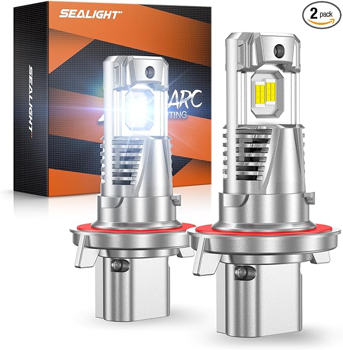 SEALIGHT H13/9008 LED Light Bulb, 900% 46000LM Brighter than Origin, 1:1 Real Size 9008 Light, 6500K Cool White with Cooling Fan, 800000Hrs Long Lifespan, Pack of 2
