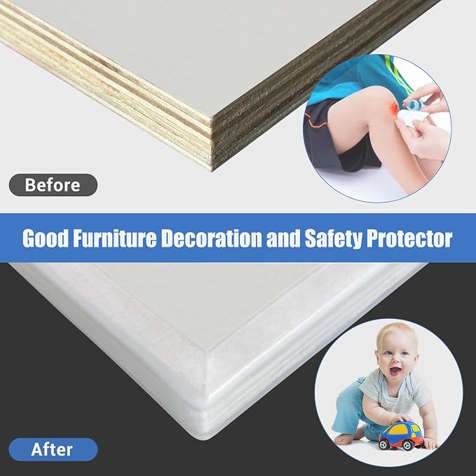 Clear Rubber Edge Trim, Self-Adhesive Transparent Edge Trim, 1-1/4"(32mm) Edge Protector for Shelves, Flexible Silicone Rubber Material, Wide U Channel Edge Guards