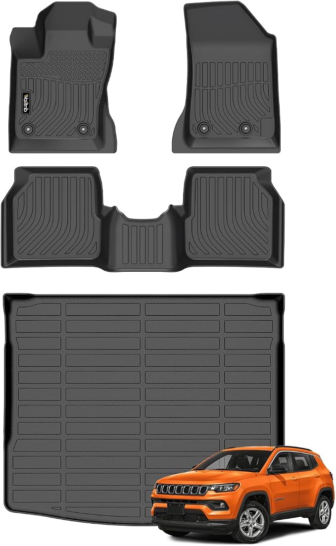 All Weather Floor Mats & Cargo Liner for Jeep Compass 2017-2026 Custom Fit Waterproof Durable Easy to Clean fit for Jeep Compass 2017-2026 Accessories Black