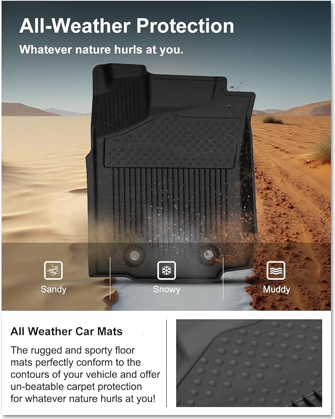 Kiwi Master Floor Mats for 2018-2023 Toyota Tacoma Double Cab Crew Cab | Custom Fit All Weather Car Mats, Heavy Duty TPE Floor Liners, Front & Rear 2 Row Set, Black