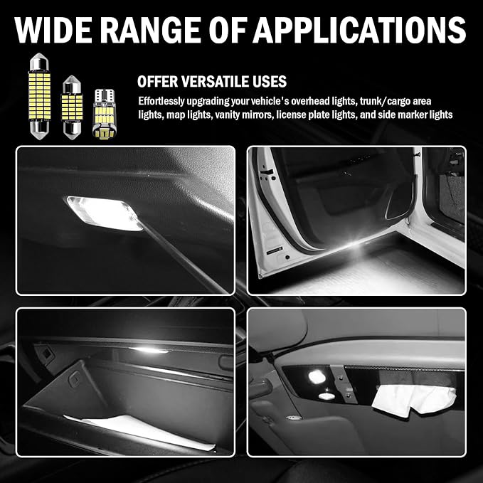 24PCS LED Interior Car Lights Kit,T10/31mm/41mm Car LED Lights Interior Replacement for Map Dome Door Trunk Light,Universal LEDs Light for Cars Interiors Fit for Most Cars/SUVs