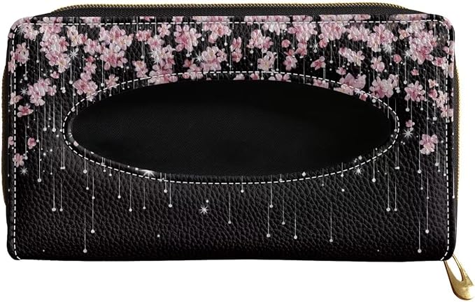Automotive Tissue Napkin Holder Cherry Blossom Car Visor Tissue Box Water Proof Durable Car Napkin Holder for Sun Visor Back Seat Pink