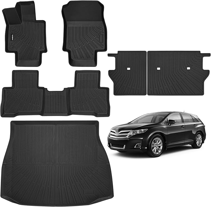 Naibeve Floor Mats for 2021 2022 2023 2024 2025 Toyota Venza-All Weather for Toyota Venza Floor Mats Liners 2 Row & Cargo Liner & Seats Back Cover(Floor Liner+Backrest Mats+Trunk Mat)