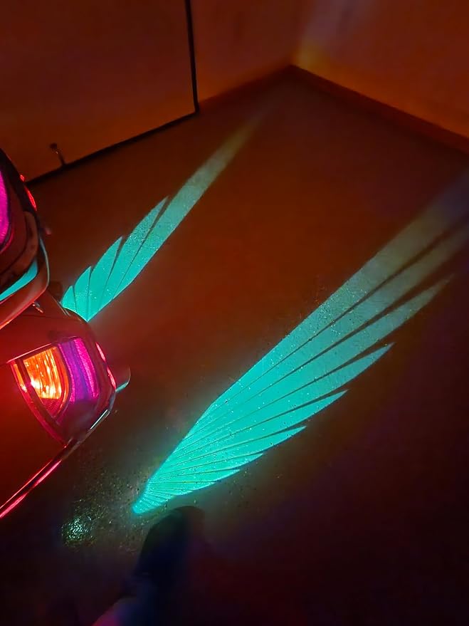 Eagle Wing Projection LED Lights for Motorcycles or Cars 12 Volt a 5-ft Wing on the Road
