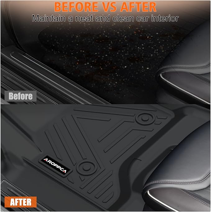 Floor Mats for 2014-2018 Chevrolet Chevy Silverado/GMC Sierra 1500 Crew Cab | All Weather Car Mats for 2015-2019 Silverado/Sierra 2500 HD/3500 HD Crew Cab, TPE Floor Liners for Silverado Accessories