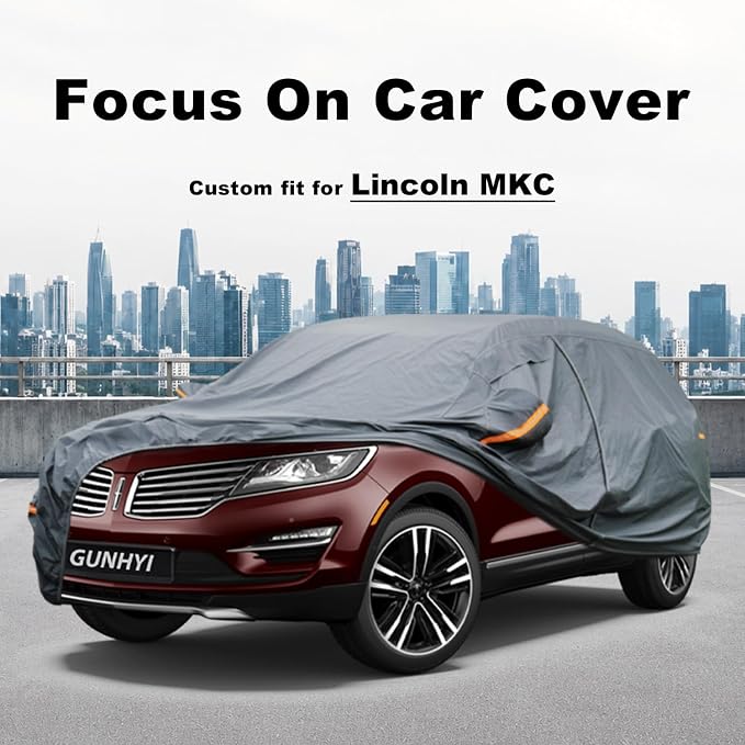 GUNHYI Premium Car Cover Custom Fit Lincoln MKC, 16 Layers Heavy Duty Car Cover Waterproof All Weather with Zipper Door for Sun Rain Snow Dust Uv Protection