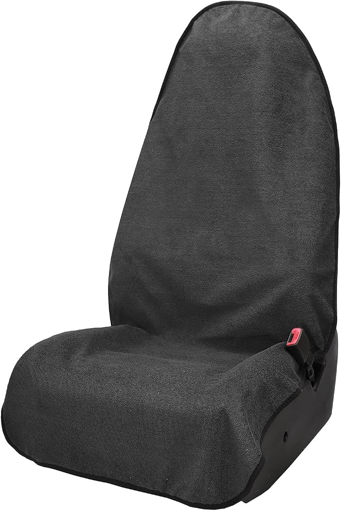 Leader Accessories Waterproof Towel Car Seat Cover, Front Bucket Seat, Grey | Universal Non-Slip, Fits Car Truck SUV, Machine Washable, For Dog & Kid, Pets, Yoga, Gym, Beach, Swimming, Outdoor Sports