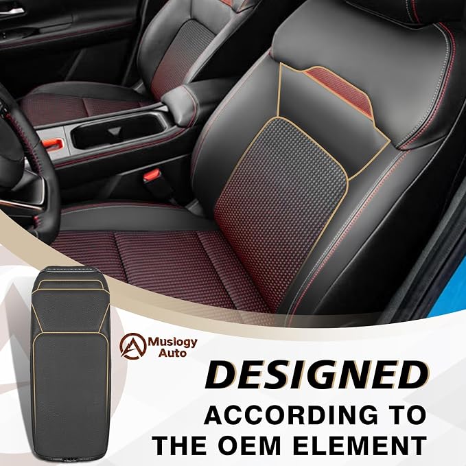 Muslogy Center Console Armrest Cover Fit for Nissan Kicks 2025 2026 Accessories, Comfort Armrest Pad Console Lid Cushion Vegan Leather Regular Thick