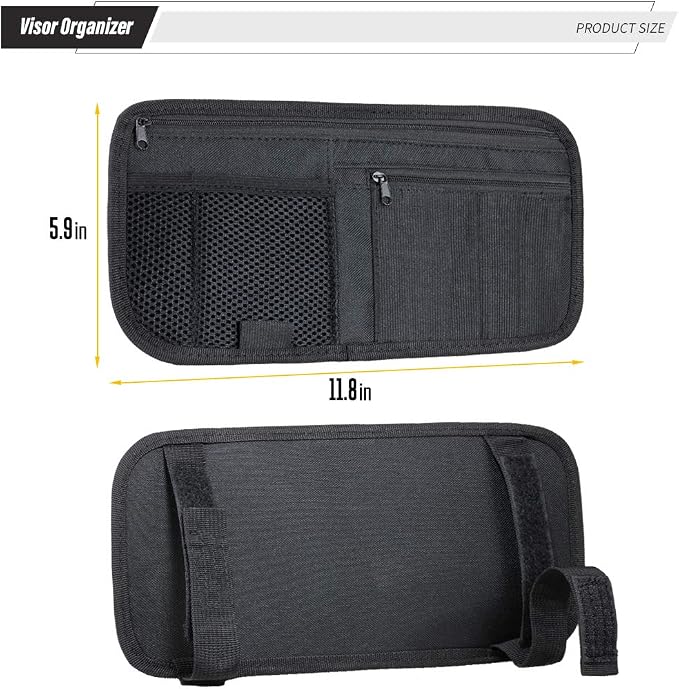 LIVANS Car Sun Visor Organizer, Vehicle Visor Storage Pouch, Auto CD and Glasses Holder, Interior Car Accessories for Credit Card and Registration Document, Fits Most Cars, SUVs, Jeeps, Trucks