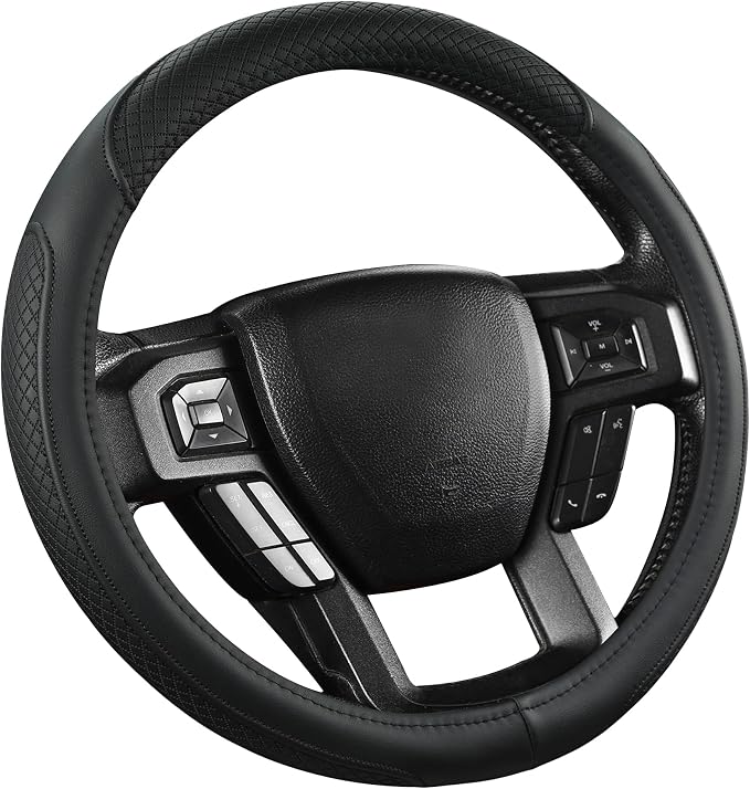West Llama Customized Auto Car Steering Wheel Cover for Ford Escape,Explorer,Fusion,Focus,Bronco,Transit,Edge (Black- Standard Size)