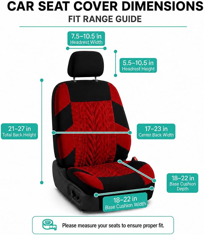 FH Group Car Seat Covers Full Set Premium Cloth - Universal Fit,Automotive Seat Cover,Low Back Front Seat Covers,Airbag Compatible,Split Bench Rear Seat,Washable Seat Cover for SUV,Sedan Red