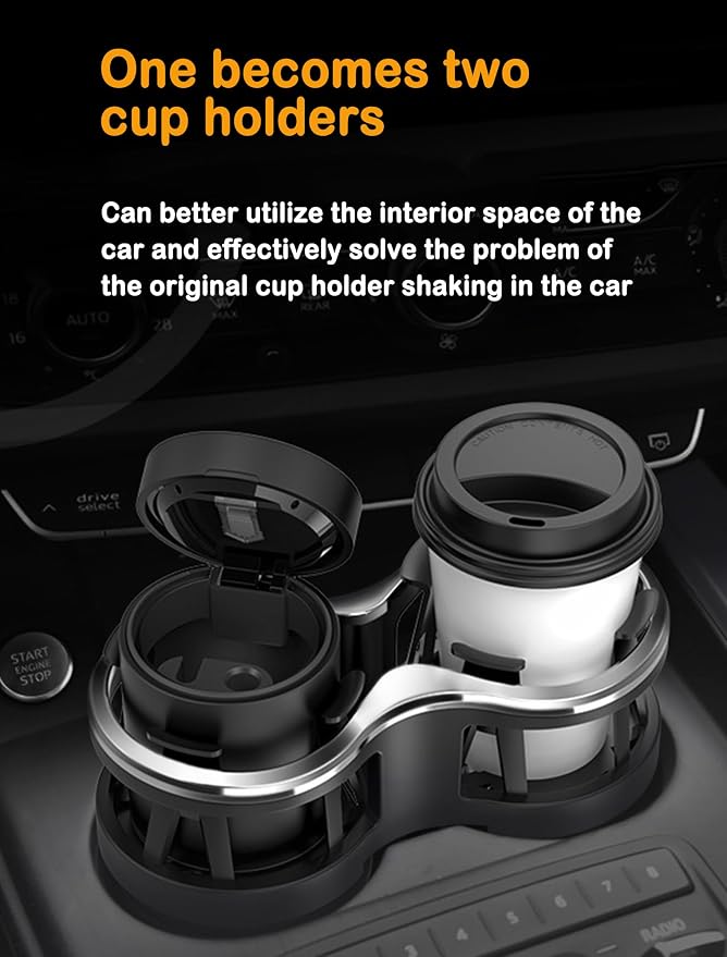 Car Cup Holder Expander with Adjustable Base Fits Mugs & Ashtray | Fit Bottle within 2.7”|With Expandable Base|2 in 1 Cup Holder Adapter| for Car with Expandable Insert