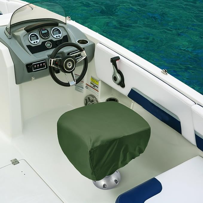 2 Pack Boat Seat Covers Waterproof 900D Heavy Duty Boat Folding Chair Cover | 18W x 20D x 14H inch, Green