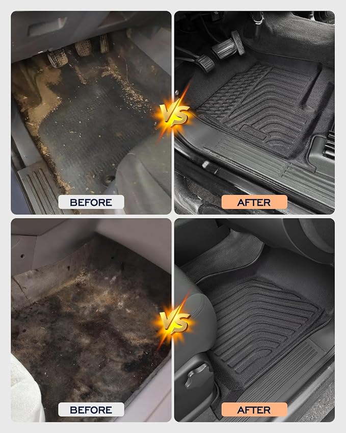 CreekT® Floor Mats for Chevy Silverado & for GMC Sierra 2007-2013 (Extended Cab Only,Not Hybrid) 1500, 2500HD, 3500HD, All Weather Waterproof TPE Floor Mats for Chevy Silverado Accessories 2007-2013