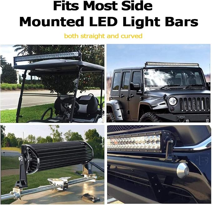 Light Bar Side Brackets Universal Side Mounting Brackets Kit for Jeep Offroad Truck Mounting Double Row LED Work Light Bar (Pair, Black)