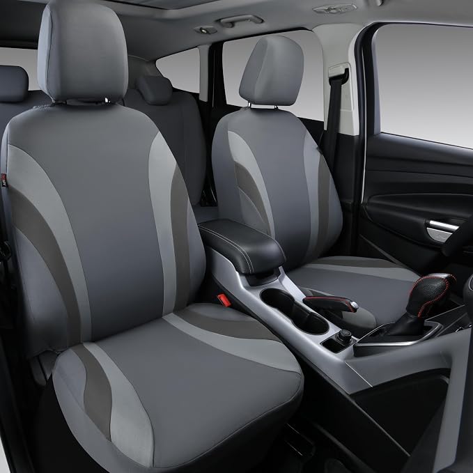 CAR PASS Line Rider Sporty Cloth Universal Fit Car Seat Cover -100% Breathable with 5mm Composite Sponge Inside,Airbag Compatible,3zipper Bench(Full Set, Space Gray)