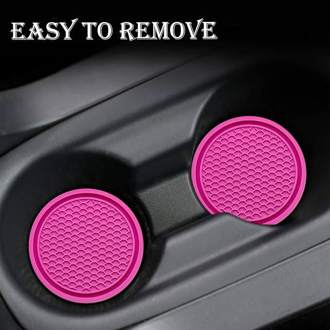 4PCS Car Cup Holder Coaster, Universal Auto Non-Slip Cup Holder Coaster, 2.75In Universal Non-Slip Recessed Car Interior Accessories (Rose Red)