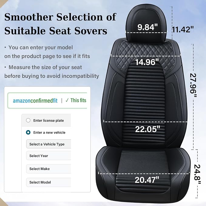 Coverado Front Seat Covers, Leather Car Seat Covers, Black Seat Covers for Cars, Car Seat Protector Cushions Universal Fit for Most Cars & SUV Trucks(Red)
