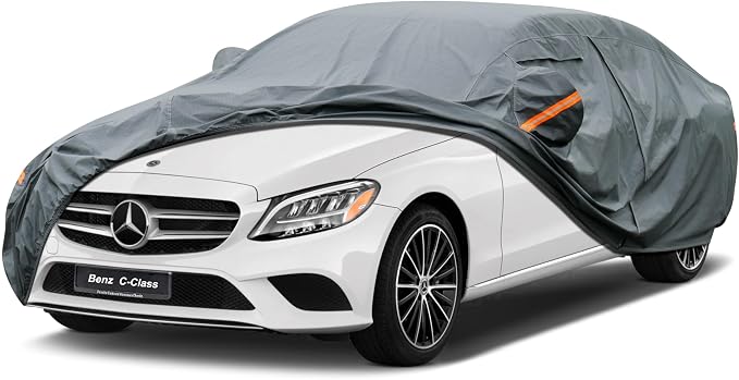 GUNHYI Premium Car Cover Custom Fit Mercedes Benz C Class C250 C300 C350 C400 C450 C63 AMG, 16 Layers Heavy Duty Car Cover Waterproof All Weather with Zipper Door for Sun Rain Snow Dust Uv Protection