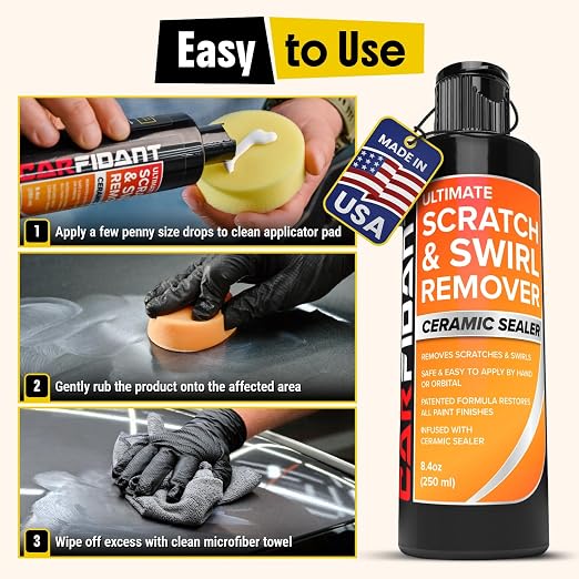 Carfidant Scratch & Swirl Remover - Polishing, Rubbing & Buffing Compound for Car Paint Repair - Restores Shine & Enhances Gloss, 16.9 fl oz