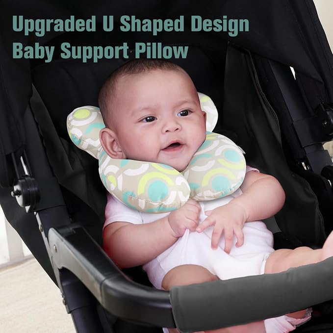 KAKIBLIN Baby Travel Pillow, Upgraded Baby Neck Pillows for Car Seat, Infant Neck Support Pillow for Head and Neck,Newborn Head Support for Car Seat,Pushchair