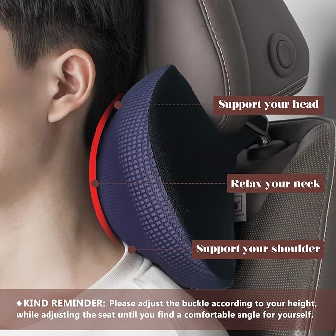 Really Cushiony Car Headrest Pillow, Car Pillow for Driving Seat with Adjustable Strap, Breathable Removable Cover & Ergonomic Design - Softness Office Travel Car Neck Pillow(Purple, 1PC) | Neck Support with Adjustable Strap, Breathable Removable Cover...
