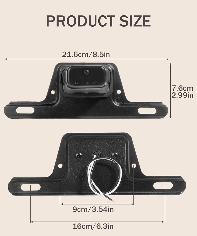 bylikeho License Plate Light,License Plate Holder,Car Accessories 12V LED License Plate Light,License Tag Light License Plate Bracket with Light,Tail Light Assemblies for Trailer,Truck,RV,Boat,UTV,ATV