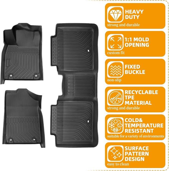 Floor Mats for Lexus ES 350 & ES 300H 2013-2018, Front & Rear Row Mats | ES 350 & ES 300H TPE Floor Mats, All Weather Non-Slip Waterproof