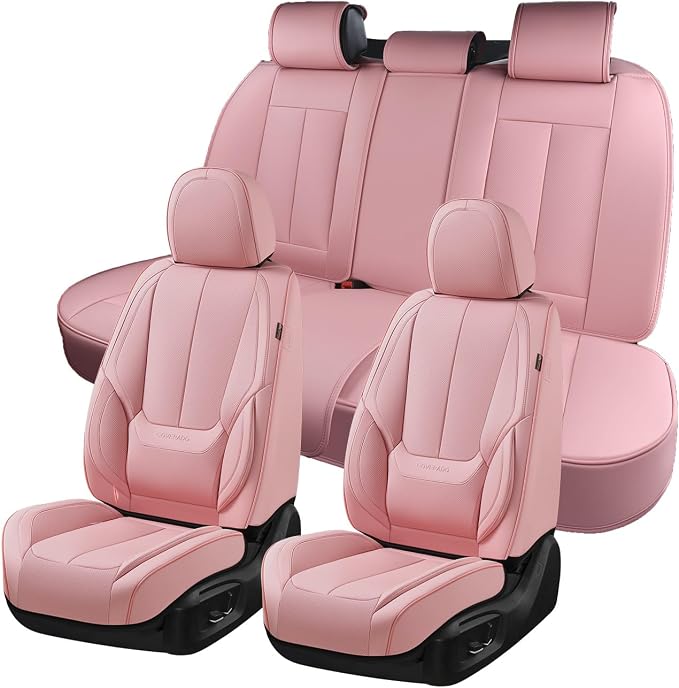 Coverado Car Seat Covers, Seat Covers for Cars, Waterproof Leather Auto Seat Protectors, Leather Car Seat Cushion, Car Interiors Accessories Universal Fit for Most Cars