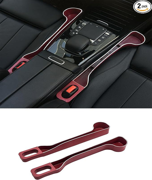Upgraded Car Side Seat Gap Filler Dual Slot Organizer with Phone Cup Holder(2, red)