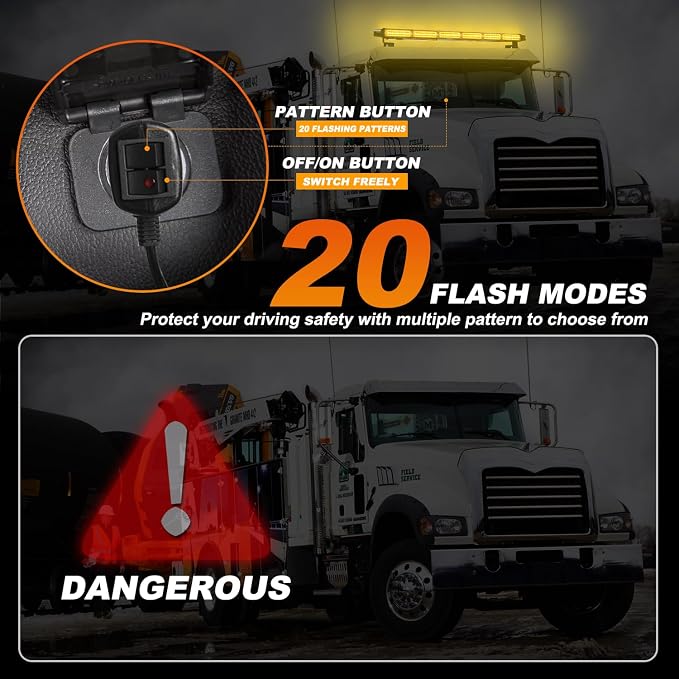 ASPL 26inch 126 LED Rooftop Emergency Strobe Lights Bar Double Side Flashing Safety Warning Traffic Advisor Light Bar Hazard Snow Plow Light for Work Trucks Vehicles Construction Tow Pickup(Amber)