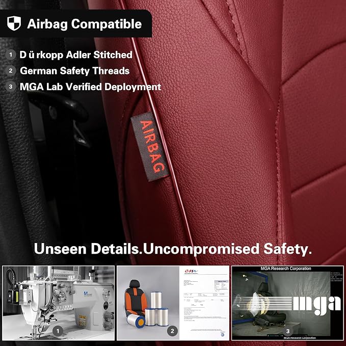 EKR Car Seat Covers Custom Fit for Toyota 4Runner(7 Seats) Full Set | for Toyota 4 Runner 2010-2024 Seat Covers for SUV,Full Wrap,Airbag Compatible,Waterproof Pet-resistant,Faux Leather(Burgundy)