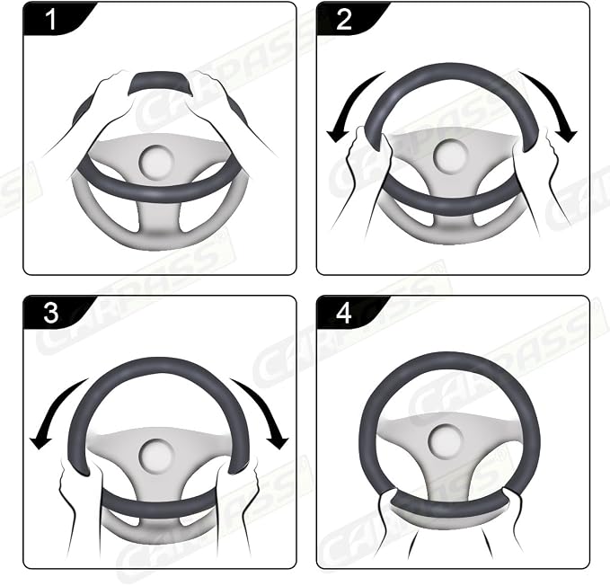 CAR PASS Brown Delux Leather Steering Wheel Cover, Universal Fit for Suvs,Sedans,Vans,Small Trucks for 14.5" to 15"(Brown & Beige Piping)