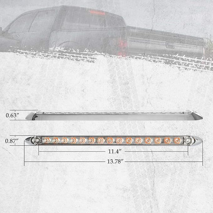 Partsam 2Pcs 12" Amber Led LED Trailer Light Bar 15-2835-SMD Clear Lens with Chrome Bezel Sealed Thin LED Turn Signal Marker Identification Light Bar for Trucks Trailers RV Surface Mount