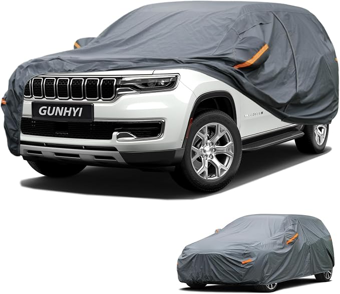 GUNHYI Premium Car Cover Custom Fit Jeep Wagoneer, 16 Layers Heavy Duty Car Cover Waterproof All Weather with Zipper Door for Sun Rain Snow Dust Uv Protection