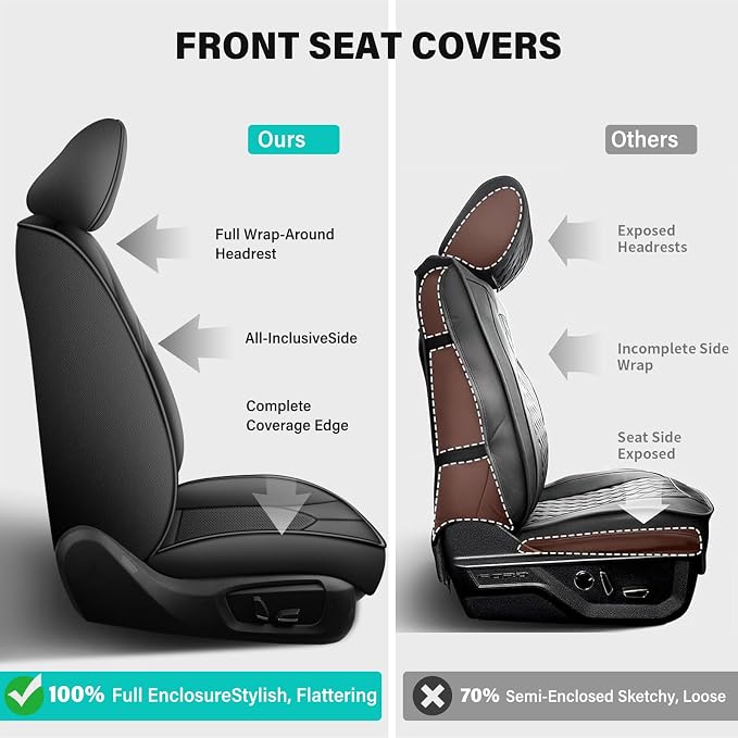 AOMSAZTO Car Seat Cover for Toyota Camry (Hybrid XLE Hybrid XSE) 2018-2024 Full Set Camry Seat Protector Leather Black